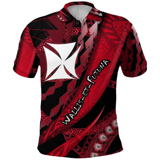 Wallis et Futuna Polo Shirt Artsy Style - Black