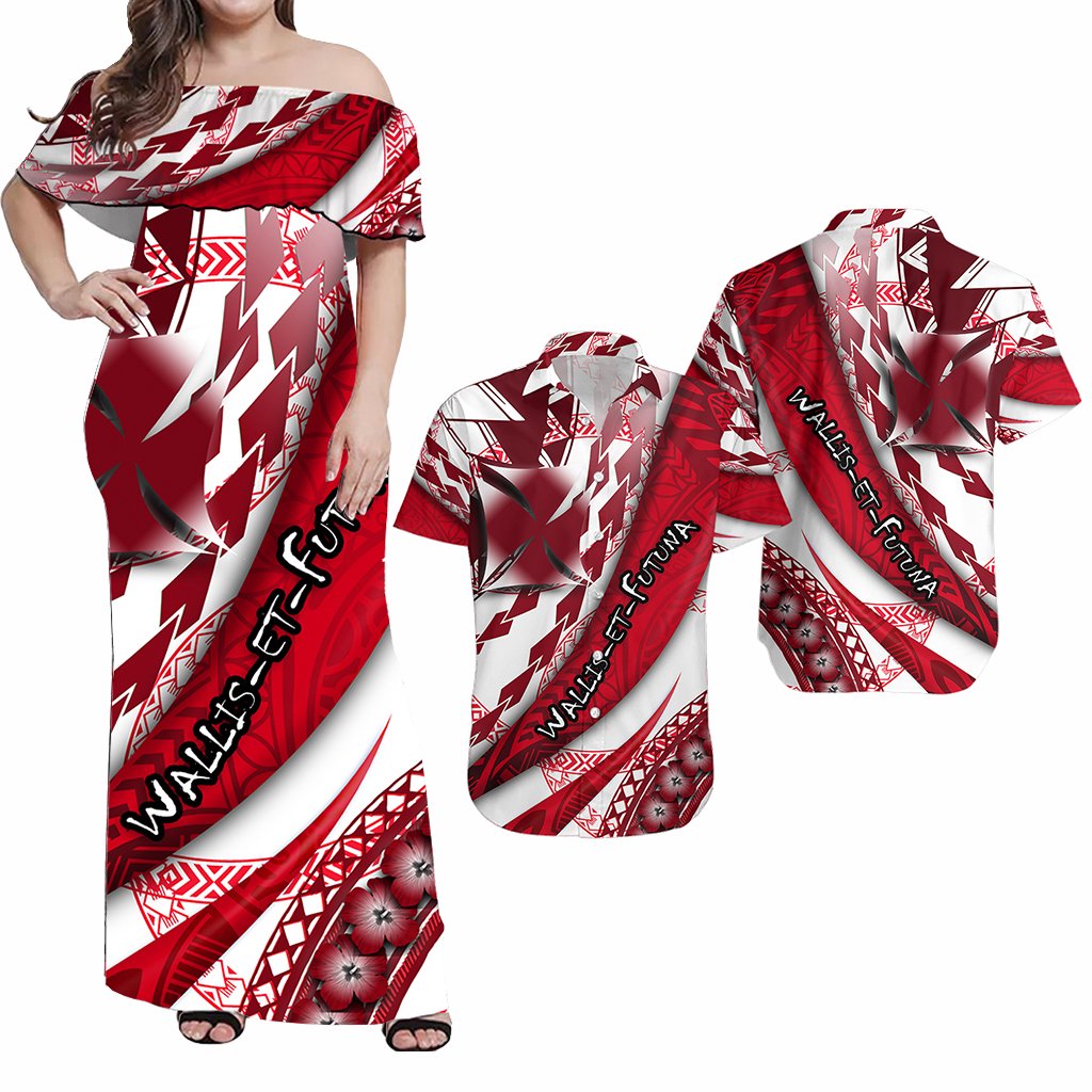 Matching Outfits For Couples Combo Wallis Et Futuna Dress and Hawaiian Shirt White