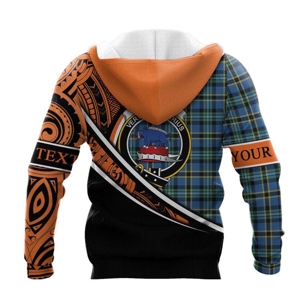 Printivon Weir Ancient Knitted Hoodie Pattern Polynesian Custom Text