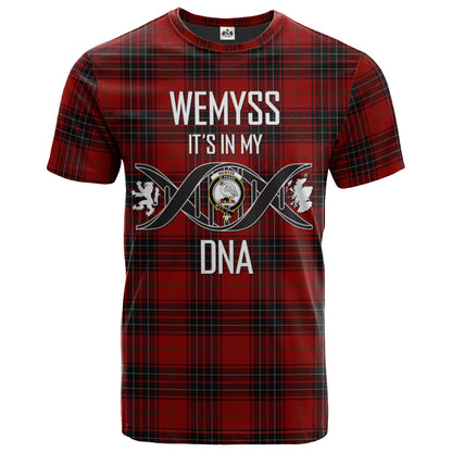 Printivon Wemyss Clan DNA In Me Tartan Crest T Shirt