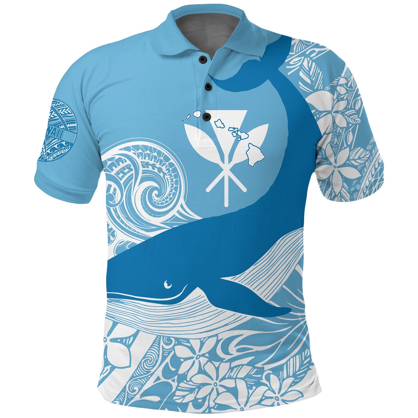 Hawaii Koholā Humpback Whale Polo Shirt Cerulean Shirt