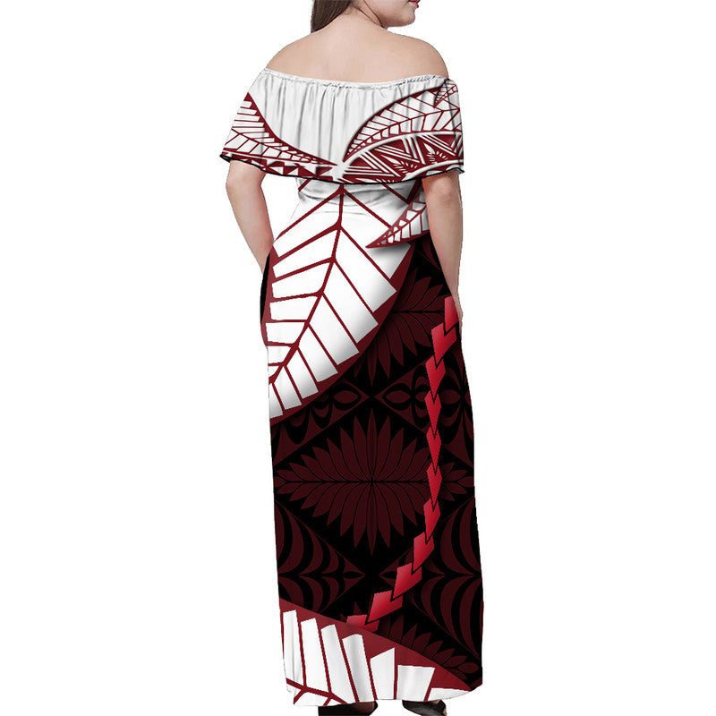 Tonga Emancipation Day Women Off Shoulder Long Dress Kupesi Pattern No.2 Black