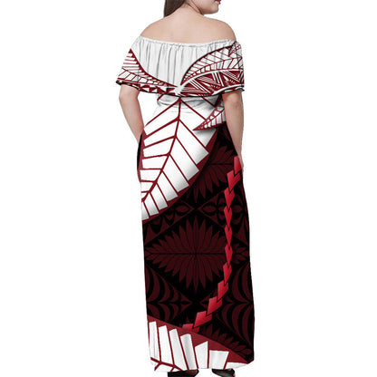 Tonga Emancipation Day Women Off Shoulder Long Dress Kupesi Pattern No.2 Black