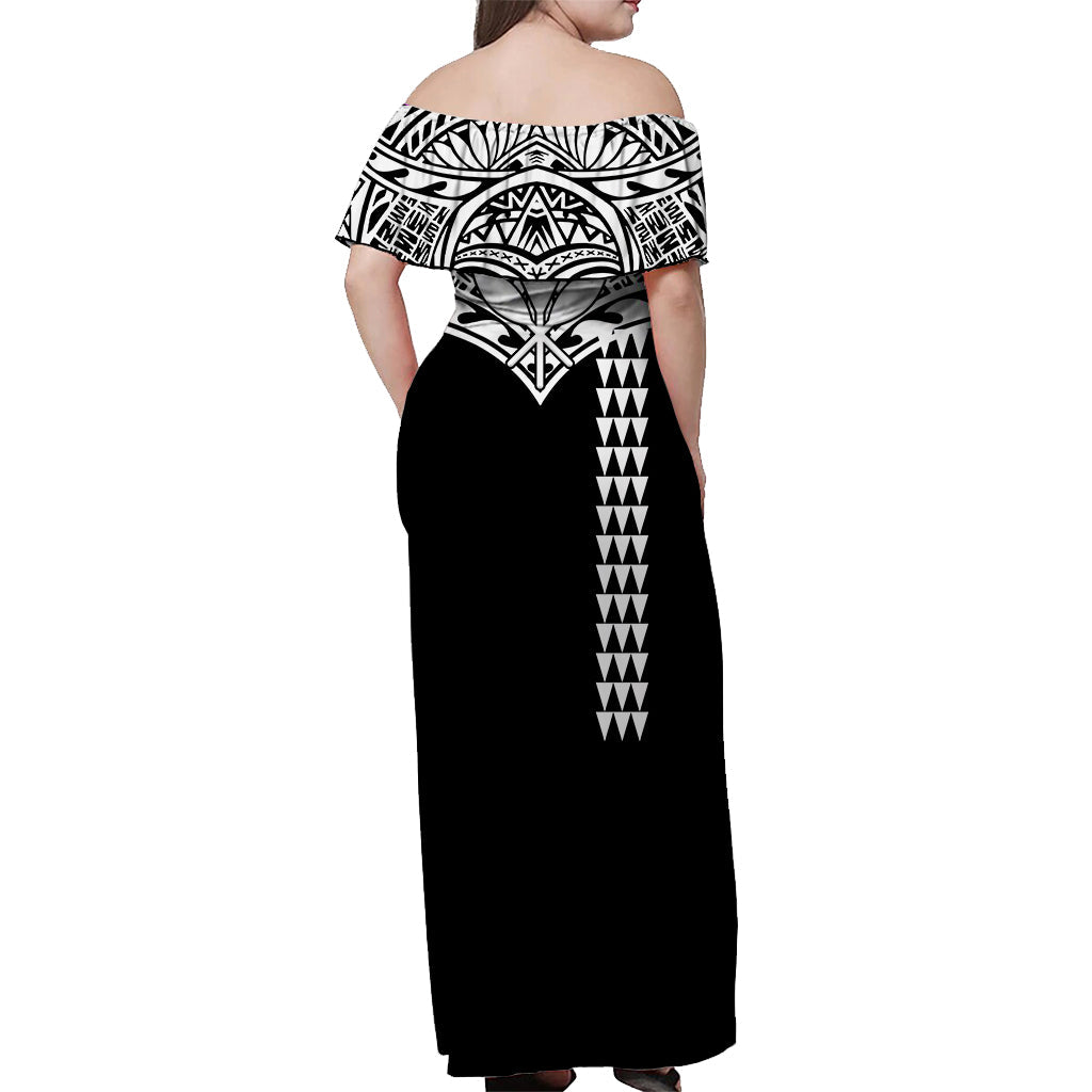 Hawaii Polynesian Tribal Off Shoulder Dress White