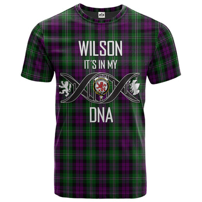 Printivon Wilson Clan DNA In Me Tartan Crest T Shirt