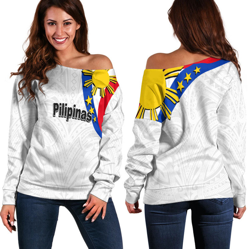 Pilipinas Off Shoulder Sweater Simple Style White