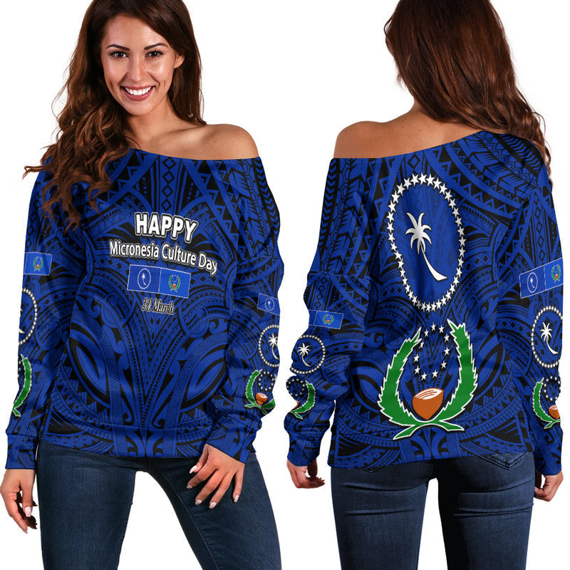 Micronesia Culture Day Women's Off Shoulder Sweater Chuuk And Pohnpei