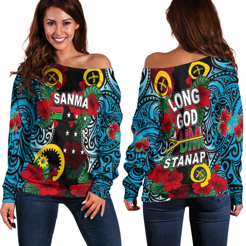 Vanuatu Sanma And Hibiscus Off Shoulder Sweater