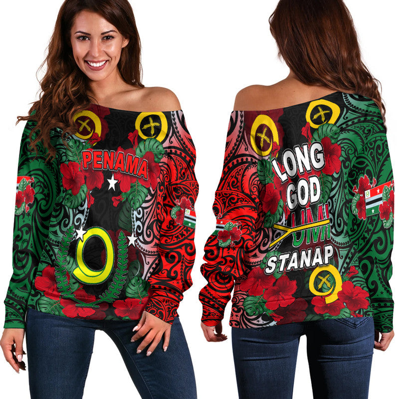 Vanuatu Penama And Hibiscus Off Shoulder Sweater