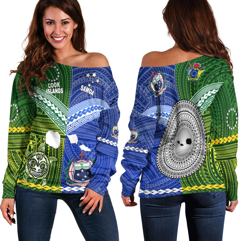 Samoa And Cook Islands Women Off Shoulder Sweater Together