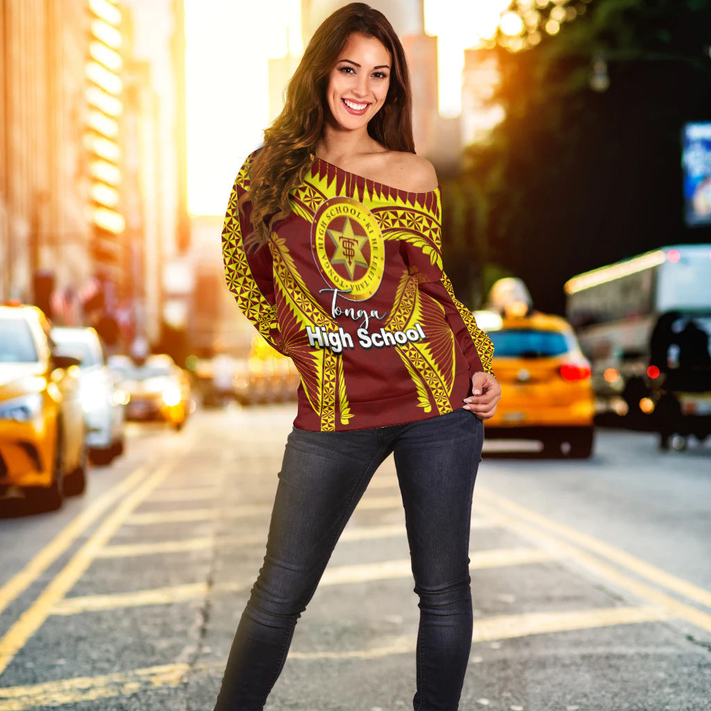 Tonga High School Women's Off Shoulder Sweater Yellow Style