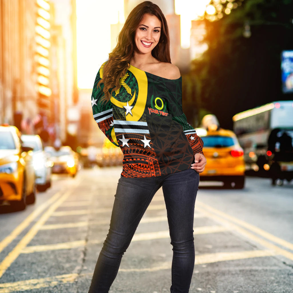 (Custom Personalised) Penama Day Wome's Off Shoulder Sweater Polynesian Patterns Mix Sand Drawing