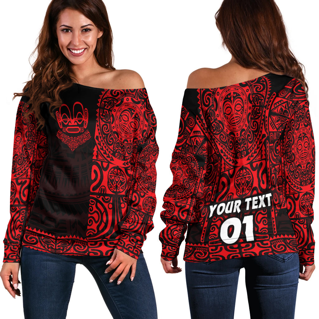 (Custom Personalised) Marquesas Islands Women Off Shoulder Marquesan Tattoo Unique Style Red