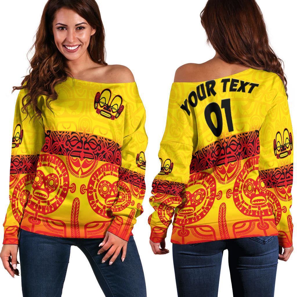 (Custom Personalised) Marquesas Islands Women Off Shoulder Marquesan Tattoo Special Style Gradient Yellow