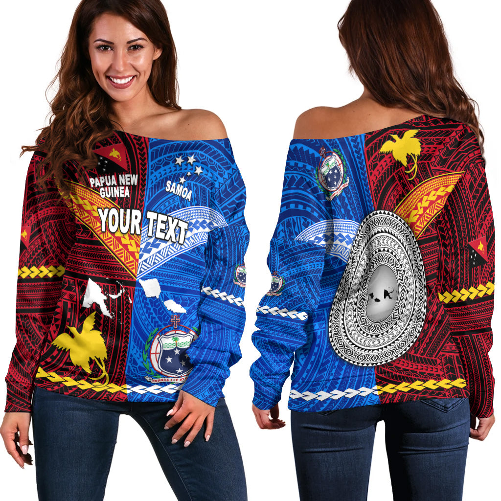 (Custom Personalised) Papua New Guinea And Samoa Together Women Off Shoulder Sweater