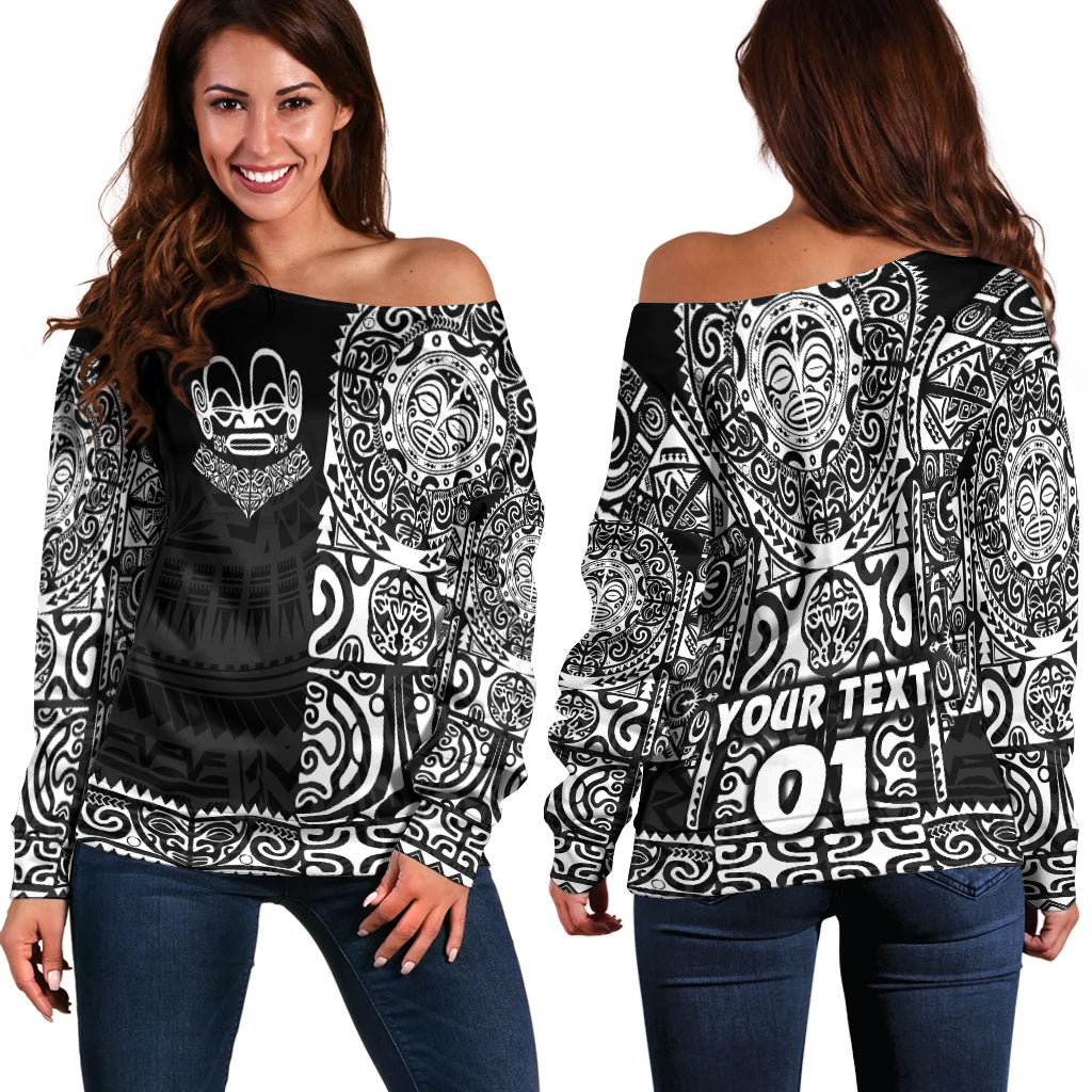 (Custom Personalised) Marquesas Islands Women Off Shoulder Marquesan Tattoo Unique Style Black