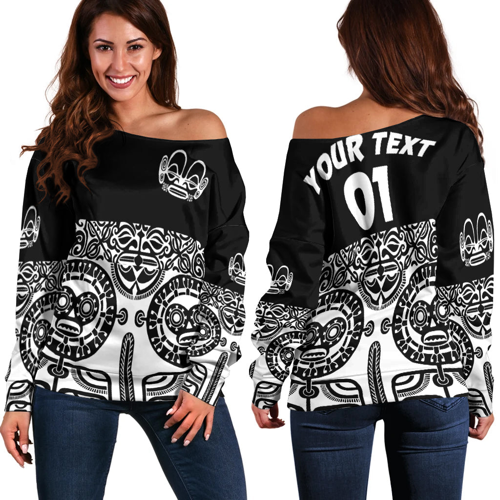 (Custom Personalised) Marquesas Islands Women Off Shoulder Marquesan Tattoo Special Style Black