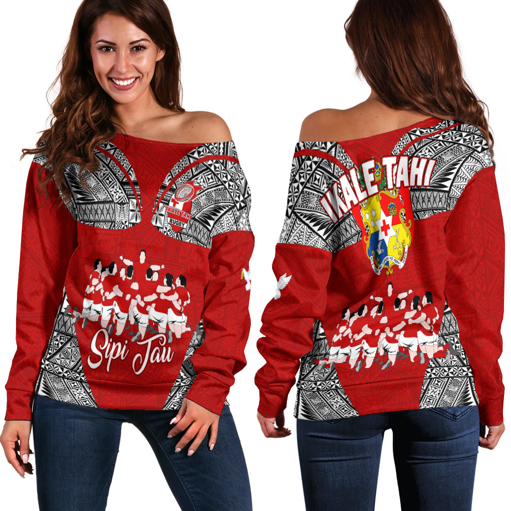 Tonga Rugby Ikale Tahi Sipi Tau Women Off Shoulder Sweater