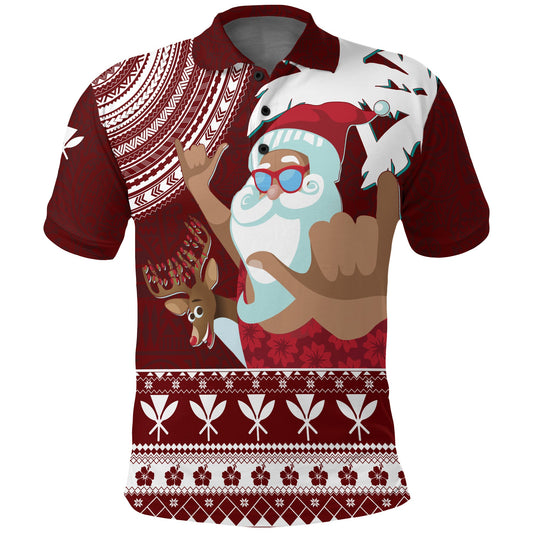 Tropical Christmas Tanned Santa Claus Hawaii Polo Shirt