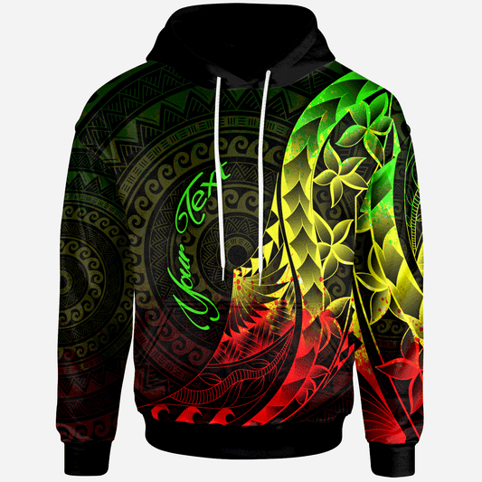 Custom Text New Caledonia Hoodie Custom Personalised Polynesian Pattern Style Reggae Color