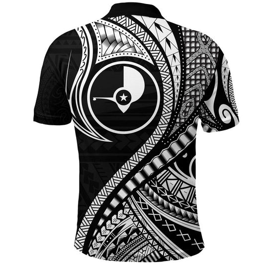 Yap Polo Shirt Federated States Of Micronesia Black Wave Style