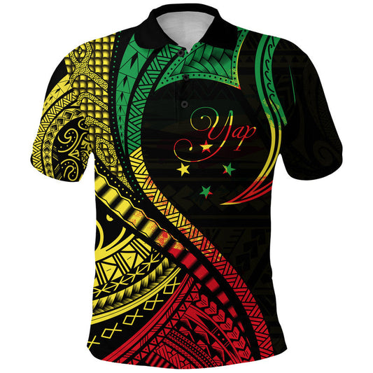 Yap Polo Shirt Federated States Of Micronesia Reggae Wave Style