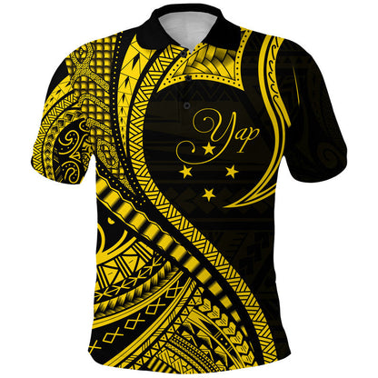 Yap Polo Shirt Federated States Of Micronesia Gold Wave Style