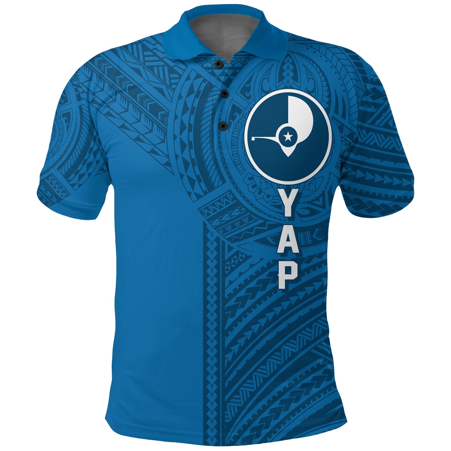 FSM Yap Micronesian Pattern Polo Shirt Tattoo Style