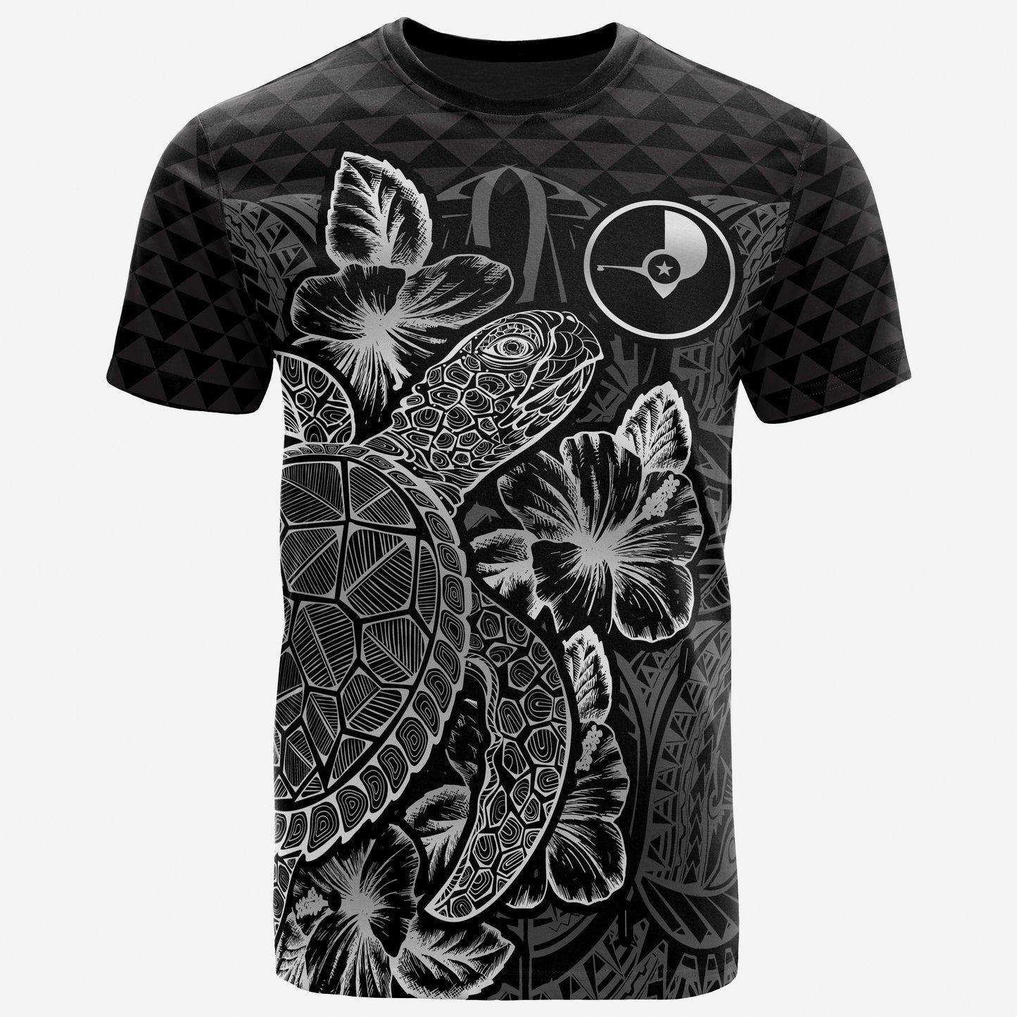 Yap T-Shirt - Yap Flag Turtle Hibiscus Black
