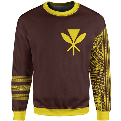 Hawaii Sweatshirt Kanaka Maoli Simple Style Yellow Brown Color