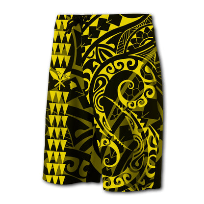 Hawaii Kakau Polynesian Kanaka Board Shorts - Yellow - Snapy Style