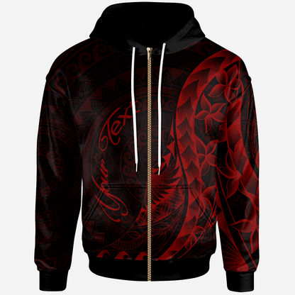 Chuuk Zip Hoodie Custom Personalised Polynesian Pattern Style Red Color