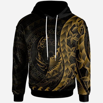 Custom Text Samoa Hoodie Custom Personalised Polynesian Pattern Style Gold Color