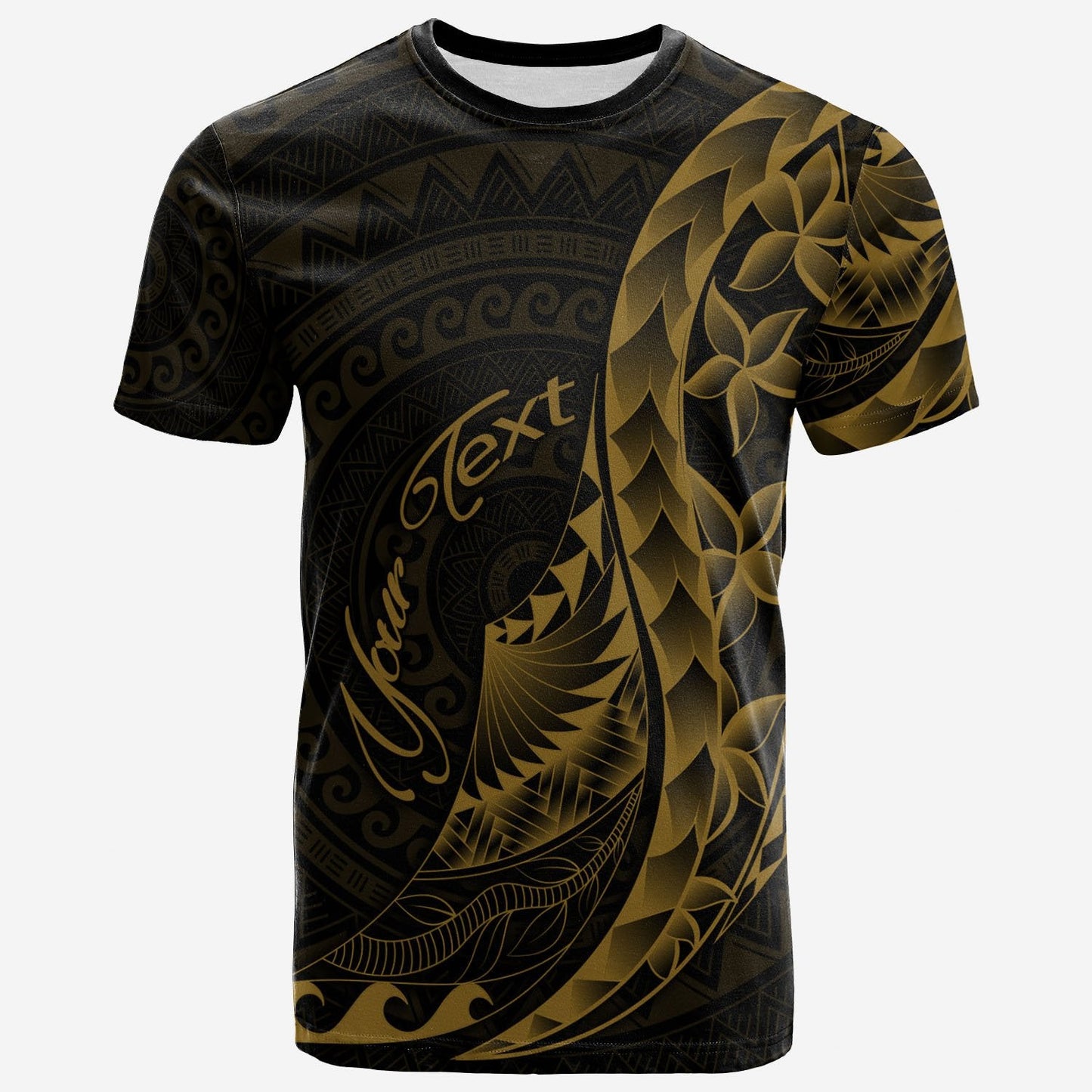 Niue T Shirt Custom Personalised Polynesian Pattern Style Gold Color
