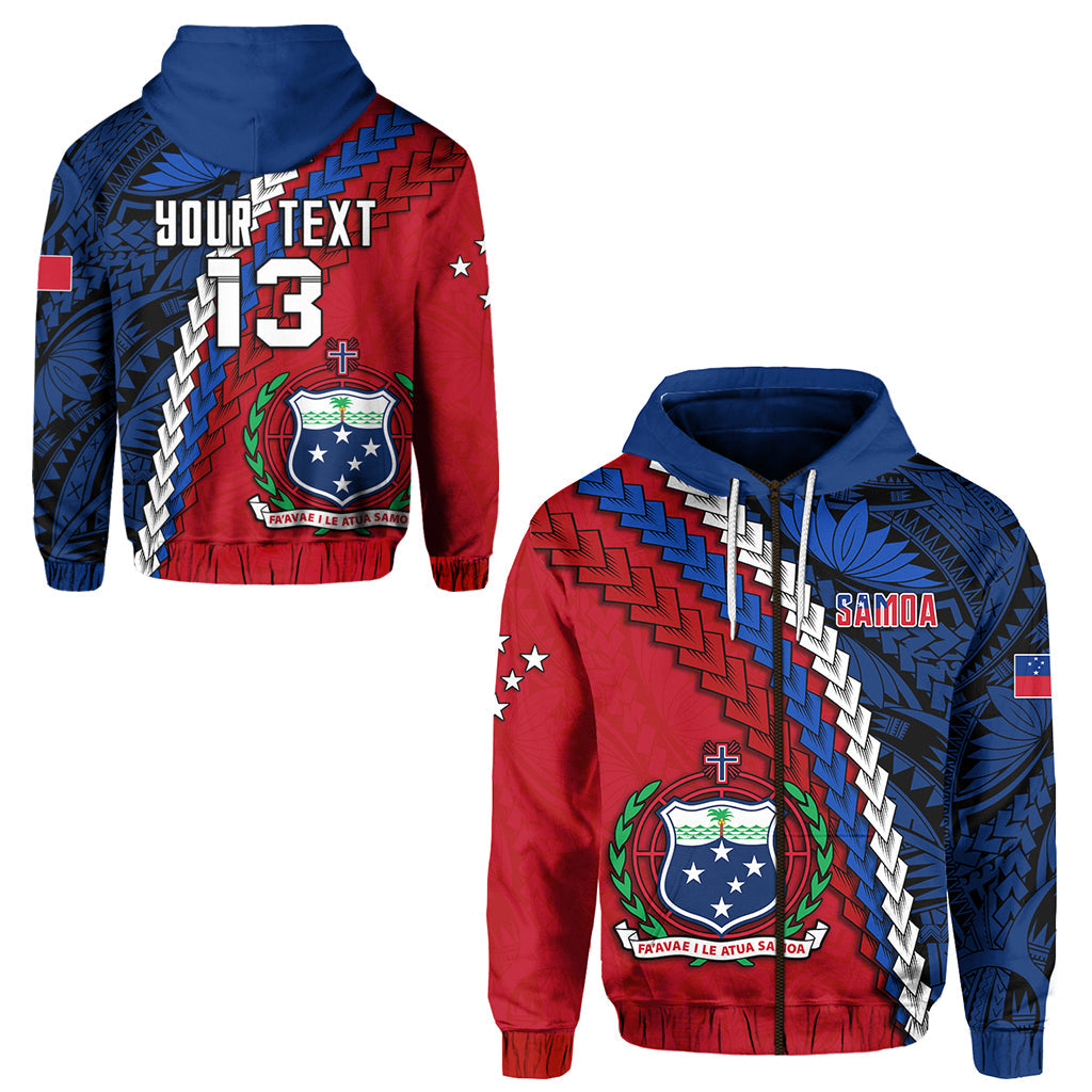 ( Personalised) Samoa Polynesian Zip Hoodie Quotes Text and Number
