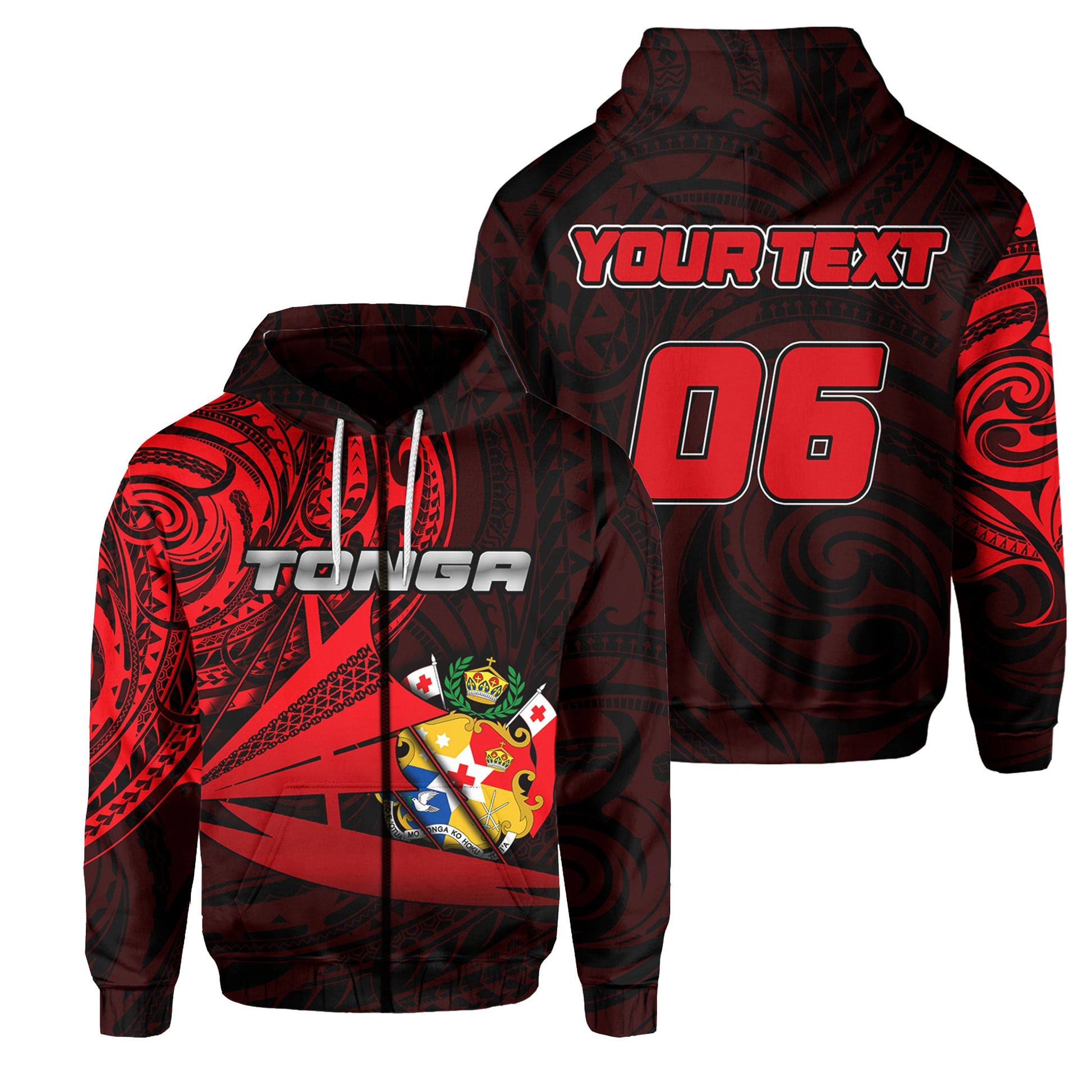 ( And Number) Tonga Zip Hoodie Kalia Polynesian NO.1