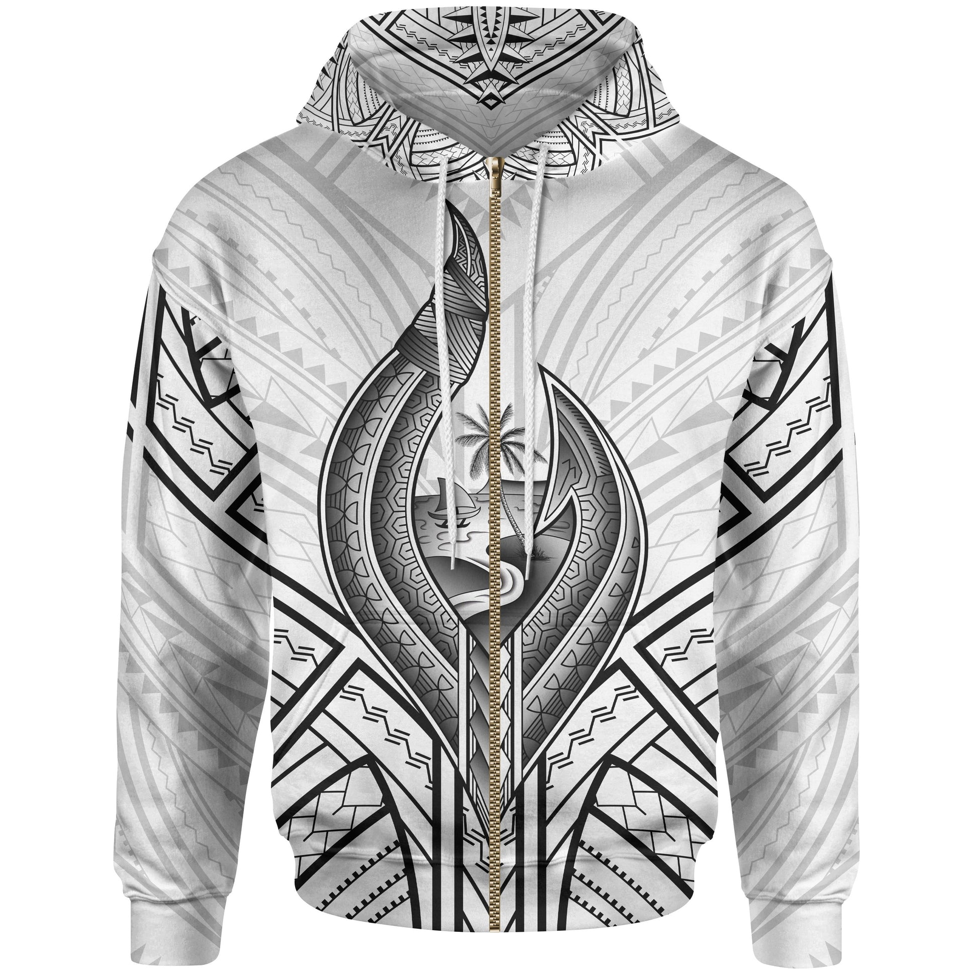 Guam Zip Hoodie Guam Seal Chamorro Tribal