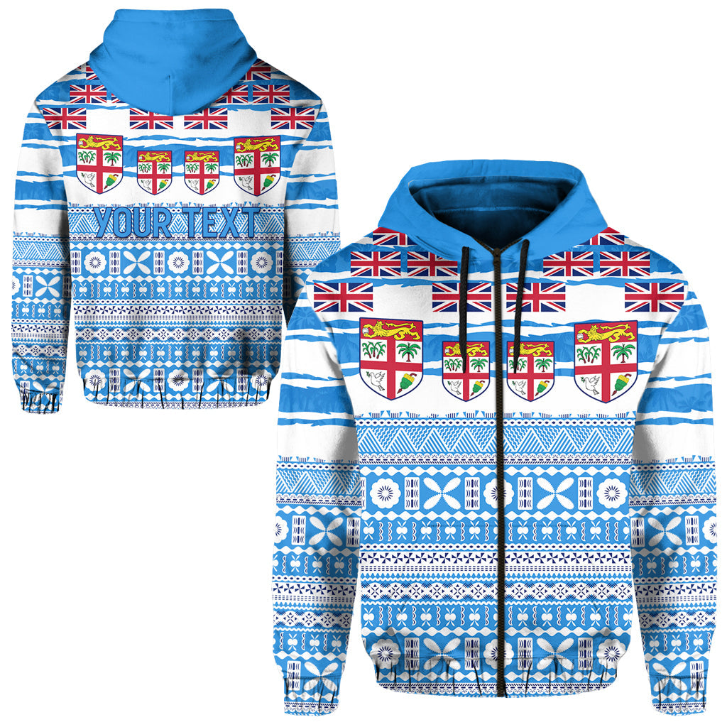 ( Personalised) Fiji Polynesian Zip Hoodie Fijian Tropical Flowers