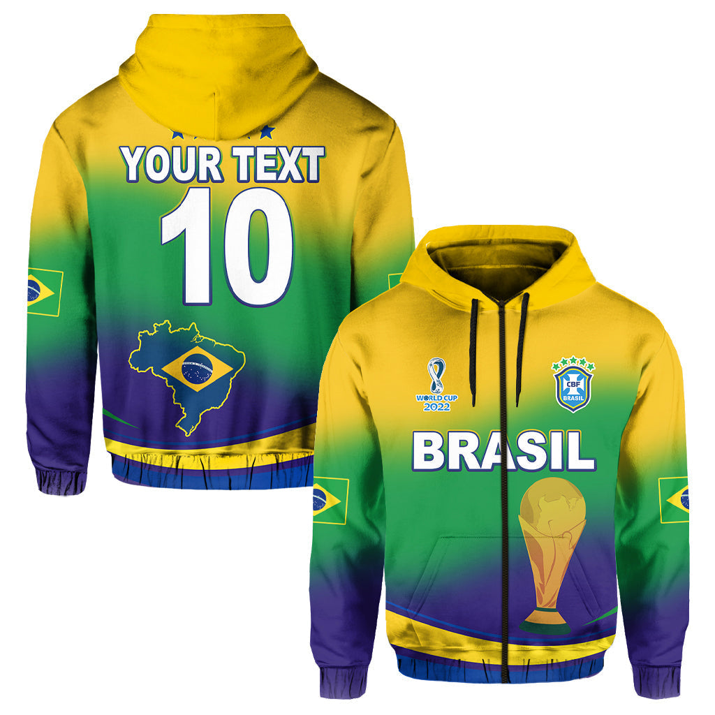 Custom Brazil Football Hoodie Soccer 2022 World Cup Selecao Brazil Campeao Style Color Flag