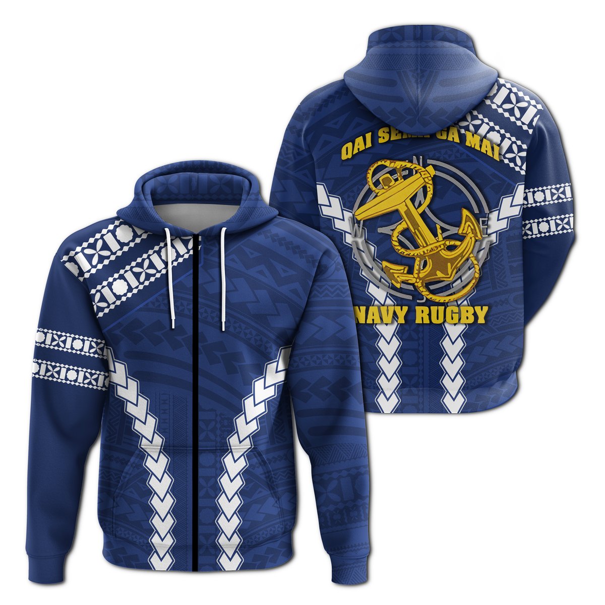 Fiji Navy Zip Hoodie