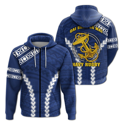 Fiji Navy Zip Hoodie