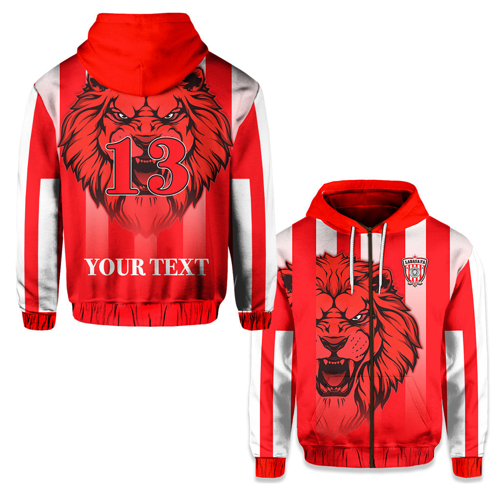 ( Personalised) LABASA FA Zip Hoodie Football Fijian Text and Number