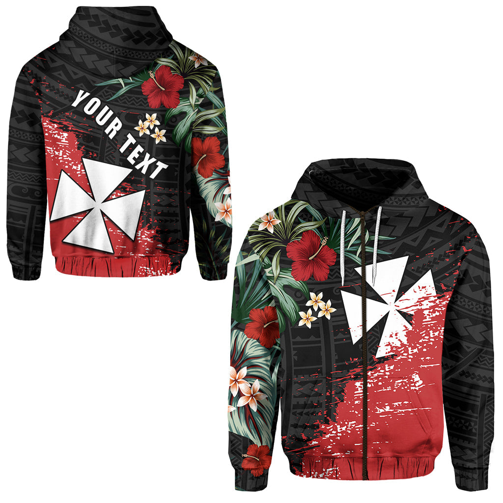 ( Personalised) Wallis and Futuna Polynesian Zip Hoodie Fantastic Flowers