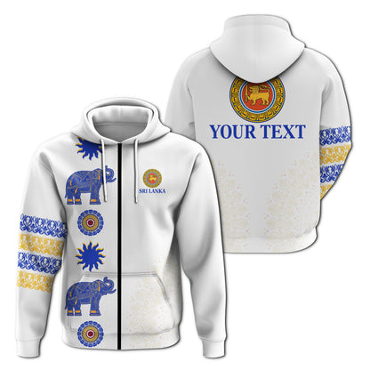 Custom Sri Lanka Hoodie Traditional Pattern and Elephants