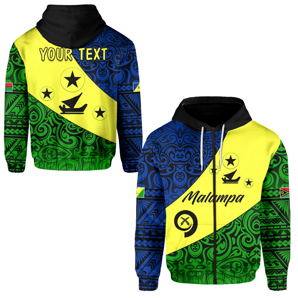 ( Personalised) Malampa Province Zip Hoodie Vanuatu Pattern