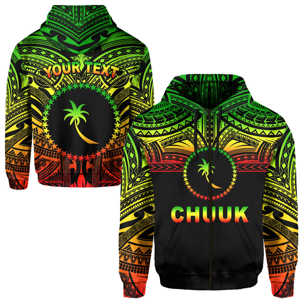 ( Personalised) Chuuk Flag Zip Hoodie Micronesia Style Reggae