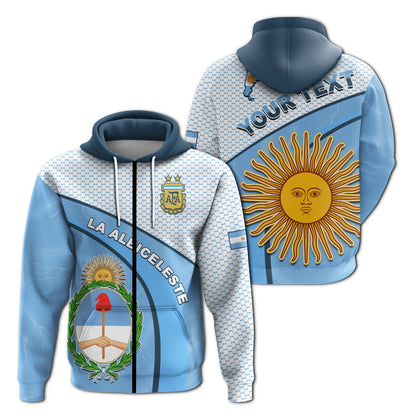 Custom Argentina Football 2022 Hoodie Champions Blue Sky May Sun