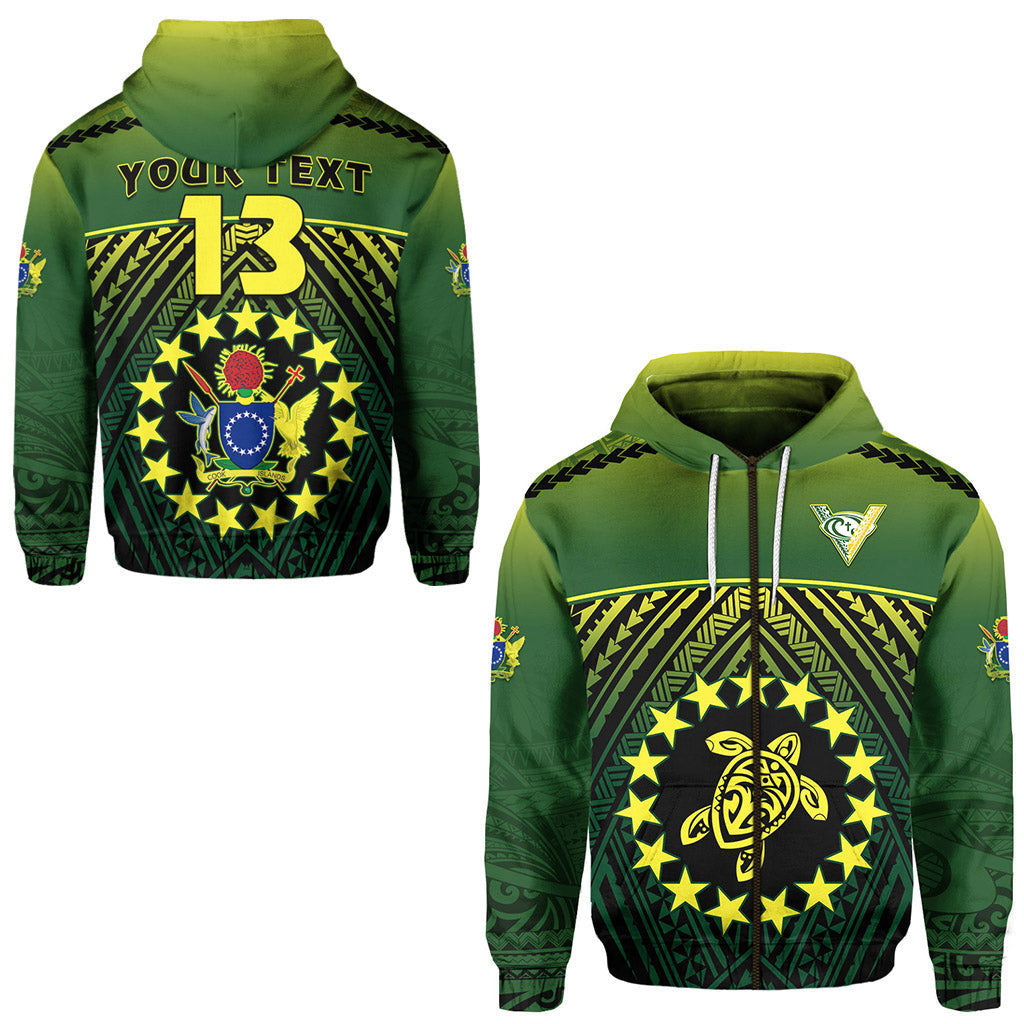 ( Personalised) The Kuki's Zip Hoodie Cook Islands Rugby Text and Number
