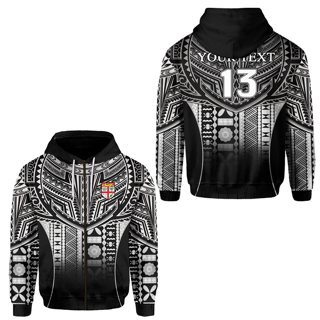 ( Personalised) Fiji Faithful Zip Hoodie Version Black Text and Number