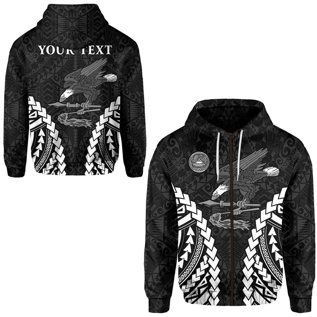 ( Personalised) American Samoa Zip Hoodie Eagle mix Polynesian